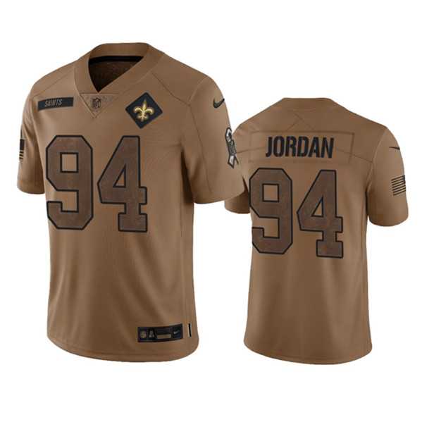 Mens New Orleans Saints #94 Cameron Jordan 2023 Brown Salute To Service Limited Football Stitched Jersey Dyin->new orleans saints->NFL Jersey